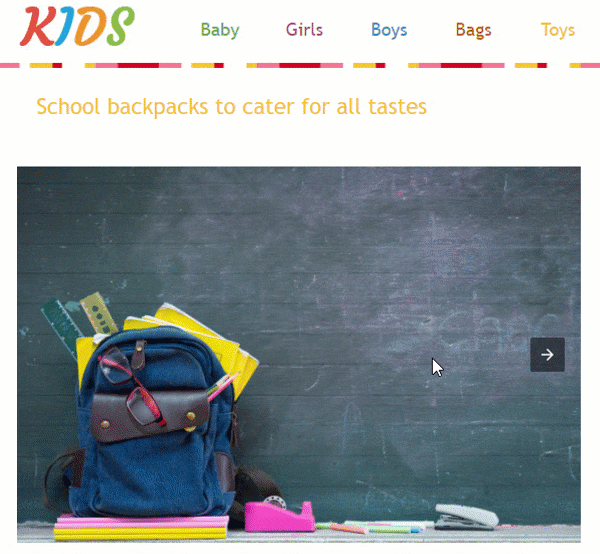 Реклама детских товаров для школы в рассылке к Дню Знаний