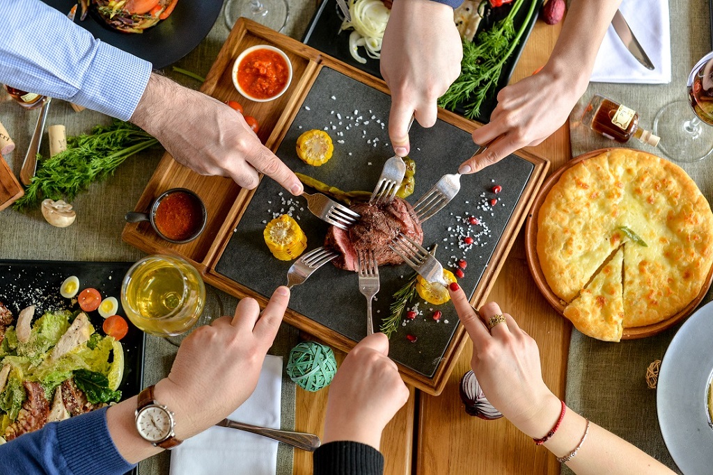 at a server table hands with appliances attacked